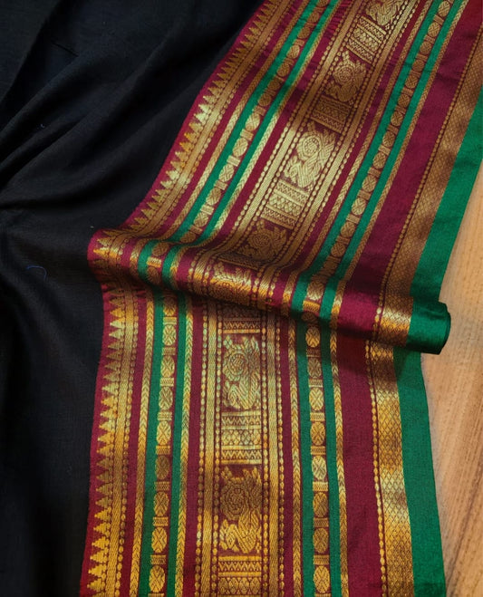 Kanchi Black Mulcotton saree ♥️