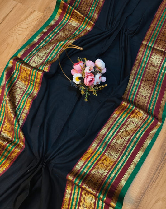 Kanchi Black Mulcotton saree ♥️